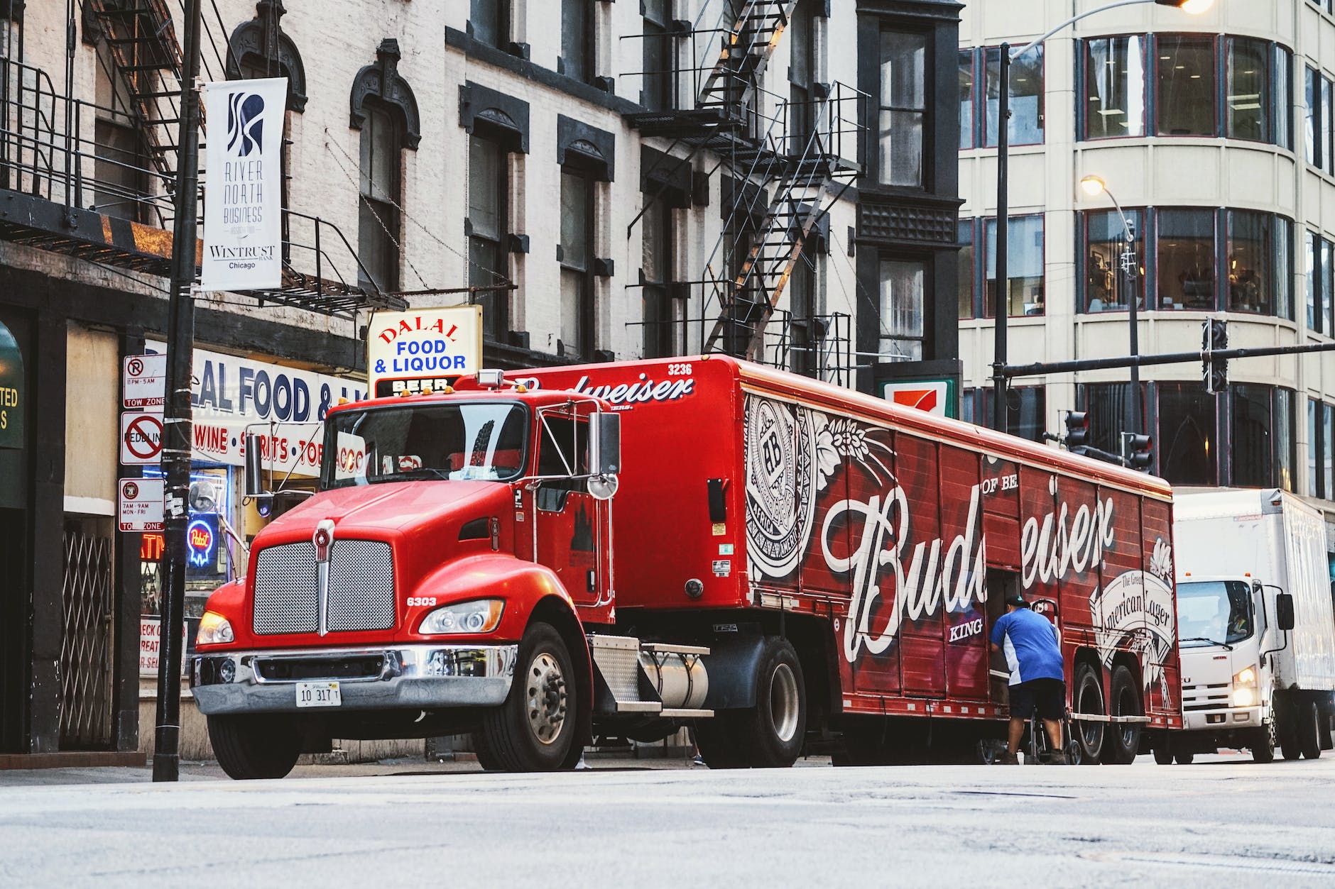 red budweiser trailer truck